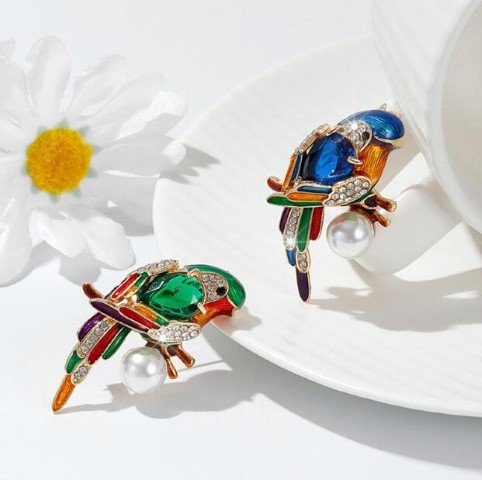 Bird Mix Color Brooch-BHD021